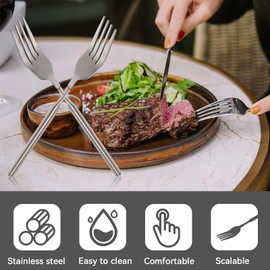 Agatige 2Pcs Extendable Fork, Telescopic Long Handle Cutlery Forks Stainless Steel Fruit Dessert Barbecue Toasting Fork for Eating Extends to 25 Inch