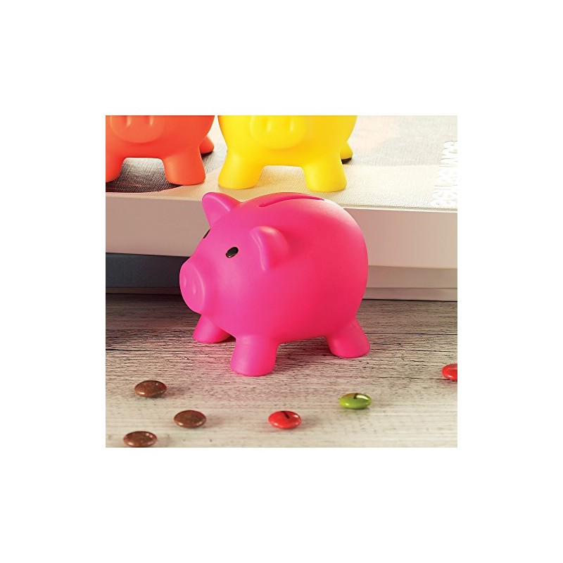 Plastic Piggy Bank/Money Box for Savings Coins - Fuchsia