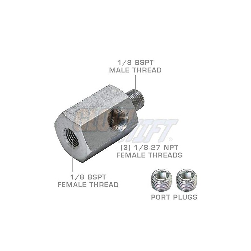 GlowShift 1/8 BSPT Male to 1/8-27 NPT Female Hex Universal