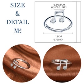 MicLee Creative Zircon Silver Rings for Women Girl 925 Sterling Silver Rings Musical Symbol Design Wedding Engagement Promise Eternity Anniversary Adjustable Bands