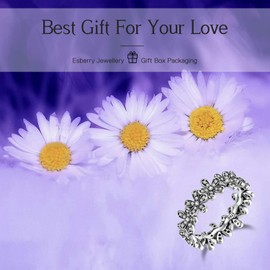 Esberry 18K Gold Plating 925 Sterling Silver CZ Dazzling Daisy Rings Cubic Zirconia Flower Rings Stackable Ring for Women and Girls (Q)