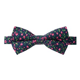 Spring Notion Men's Cotton Floral Print Bow Tie, 12-Navy