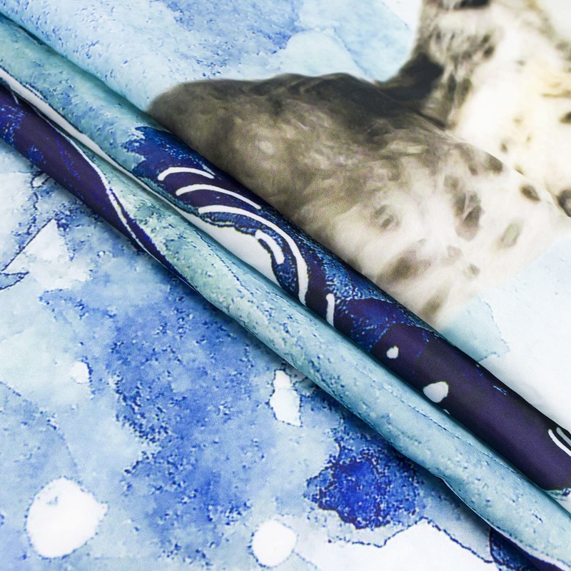 LB Blue Whale Shower Curtain Funny Cat,Watercolor Polyester Anti Mould