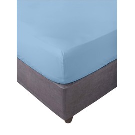 Miracle Home. Fitted Sheet, Elastic, Soft, Comfortable, Anti-Pilling. Cotton 50% 50% Polyester. Sky Blue. 105 x 200 cm