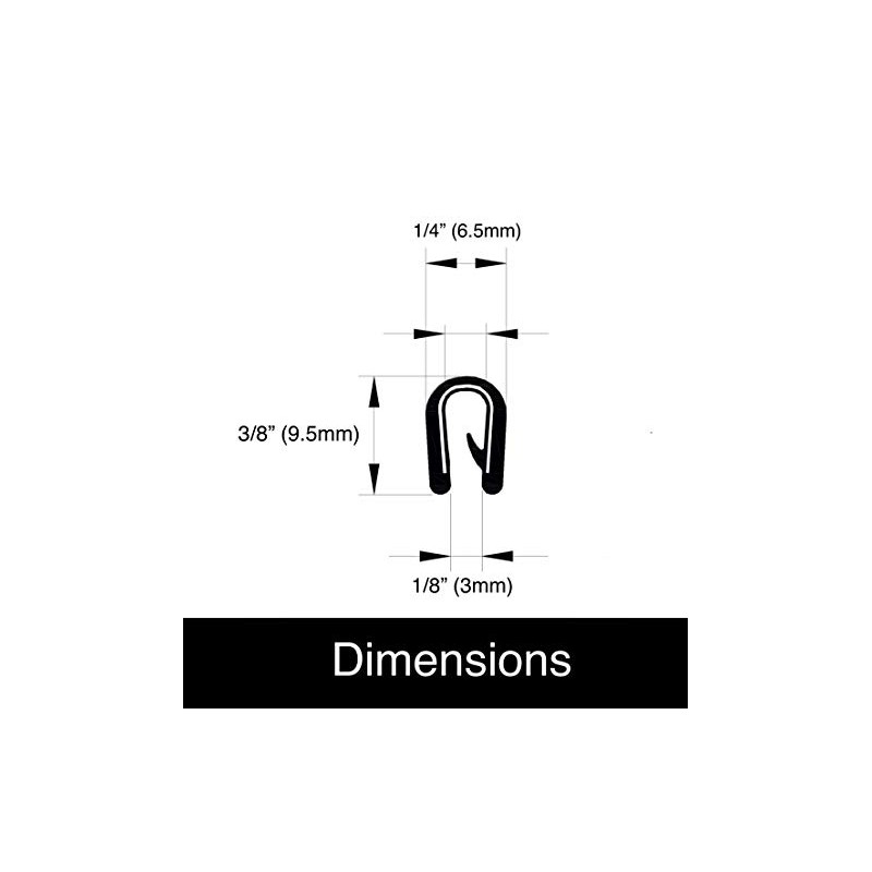 Seal Rubber Edge Trim Black U Channel 0.375" Height, Grip