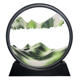 Muyan Moving Sand Art Picture Sandscapes in Motion Round Glass 3D Deep Sea Sand Art for Adult Large Desktop Art Toys Moving Desktop Art for Home Decor and Office Party Creative Gift (Green, 7inch)