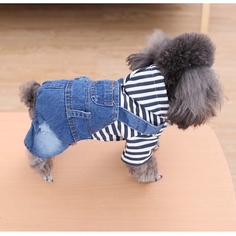 Dog Clothes Hooded Denim Jacket Summer Breathable Spring Autumn Thin