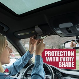 RGMC Leather Sunglasses Clip for Car Visor-Magnetic Sunglasses Holder and Ticket Card Clip - Car Visor Accessories (Beige)