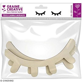 2 x Wooden Wall Art - Sleeping Eyes - 20cm x 9cm