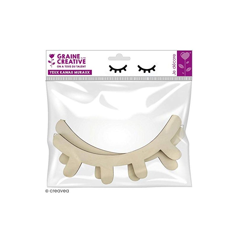 2 x Wooden Wall Art - Sleeping Eyes - 20cm