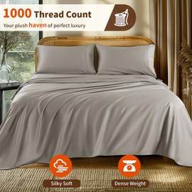 LBRO2M Split King Sheet Sets for Adjustable Bed 1000 Thread Count 100% Egyptian Cotton Sheet, 5 Piece Sets Bed Sheet Deep Pocket Up to 16" Soft Comfortable All Season (Split King, Taupe)