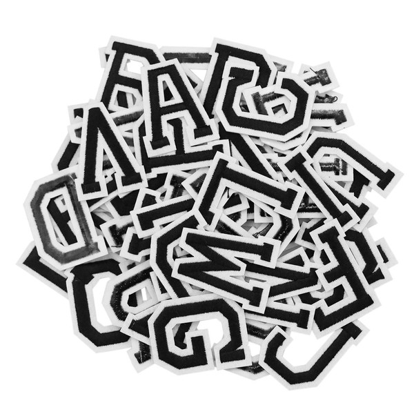 72 Pieces Iron on Letters and Numbers Patches, Black Letter