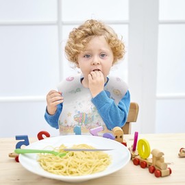 Jonuin Disposable Bibs, 50 Packs Baby Weaning Bibs, Adjustable Disposable Bib with Food Catcher Pocket, Disposable Baby Feeding Bibs for Newborns Infants Toddlers Indoor Outdoor (Underwater World)