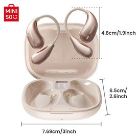 MINISO Wireless Earphone, Open-ear Design Earbuds, IPX5 Waterproof Earphone, Long Distance Connection Headset with Charging Case, Audio - Color: Pink, Specification: 1 Count