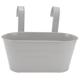 Hanging Flower Planter Iron Bucket Flower Pot Holder with Detachable Hook for Garden DecorGray 21x22.5cm