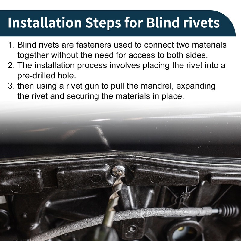 TUCKBOLD Open End Large Flange Blind Rivets Black 50 Pcs