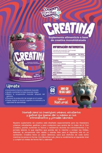 E-COMMERCE ZONE Munchies Lab Creatina Sabor Naural 300gr.