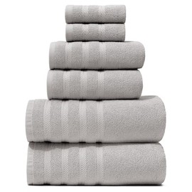 Hearth & Harbor Bath Towels for Bathroom - 100% Ring Spun Cotton Luxury Bathroom Towels - Soft & Highly Absorbent Bath Towels Set, 6 Piece Set, Light Gray