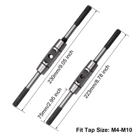 sourcing map Adjustable Tap Wrench Handle, for Metric M4-M10 Taps, Thread Tap Holder Reamer Hand Tapping Tool for Machinist Repair, Die-Casting Body
