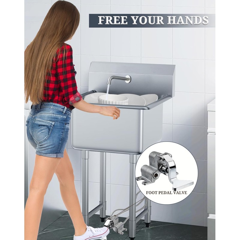 Phivan Foot Operated Faucet Valve - Hands-Free Sink Pedal Brass