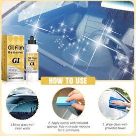 G1 Car Glass Cleaner, G1 Car Glass Polishing Compound, Oil Film Remover for Auto Window, Removes Water Spots, Road Oils, Windshield Haze, Improves Visibility for Windows and Mirrors