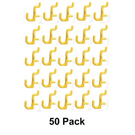 JSP Manufacturing Pegboard Hooks Non-Locking Plastic J Style Hook | Garage Tool Storage Craft Hooks Pegboard Accessories (50, Yellow)