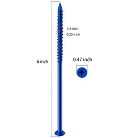 WenSilon(30 PCS) 1/4"x6 Concrete Screw Anchor blue flat head for Anchoring to Masonry, Block or Brick stucco