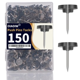 150 PCS Flat Black Push Pins for Wall Clear Thumb Tacks for Walls Flat thumbtacks Push pin for Bulletin Board Shadow Box Display Thumbtack for Cork Board