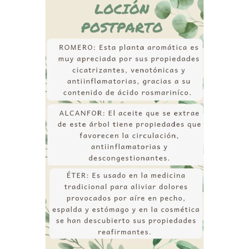 4 Loción Post Parto. Éter. Reafirma Y Desinflama Abdomen. Hierbas