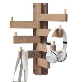 WHXGG Swivel Coat Rack 13.6'' Wall Coat Hat Hooks Wall-Mount Heavy Duty Wood Swivel Towel Hooks Oak Wood Coat Hooks with 7 Foldable Arms for Bathroom Bedroom Living Room & Entryway