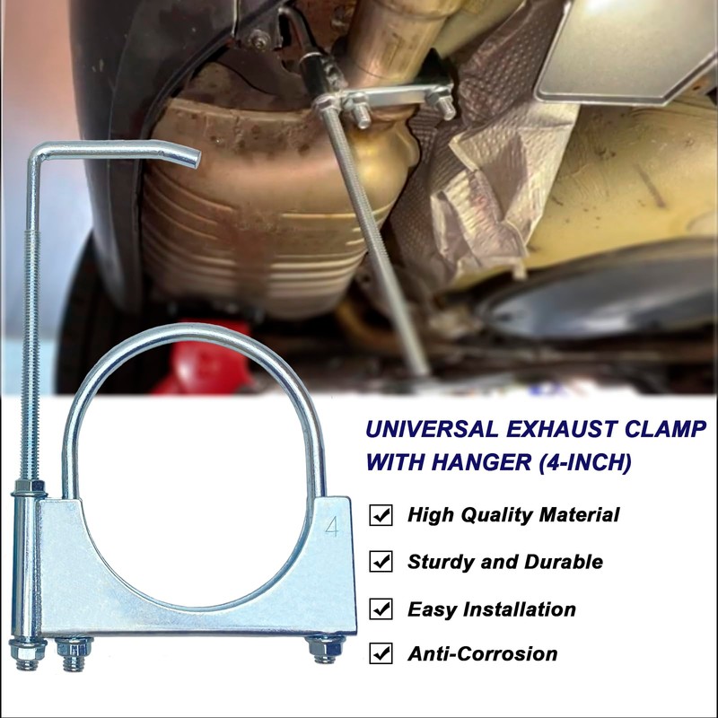 4" Heavy-Duty Universal Exhaust Clamp with Hanger, Exhaust Pipe Muffler