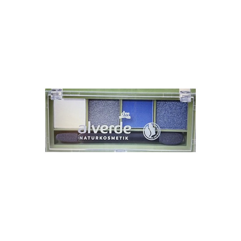 alverde NATURKOSMETIK Lidschatten Palette Quattro 99 Denim Blue, 4 g