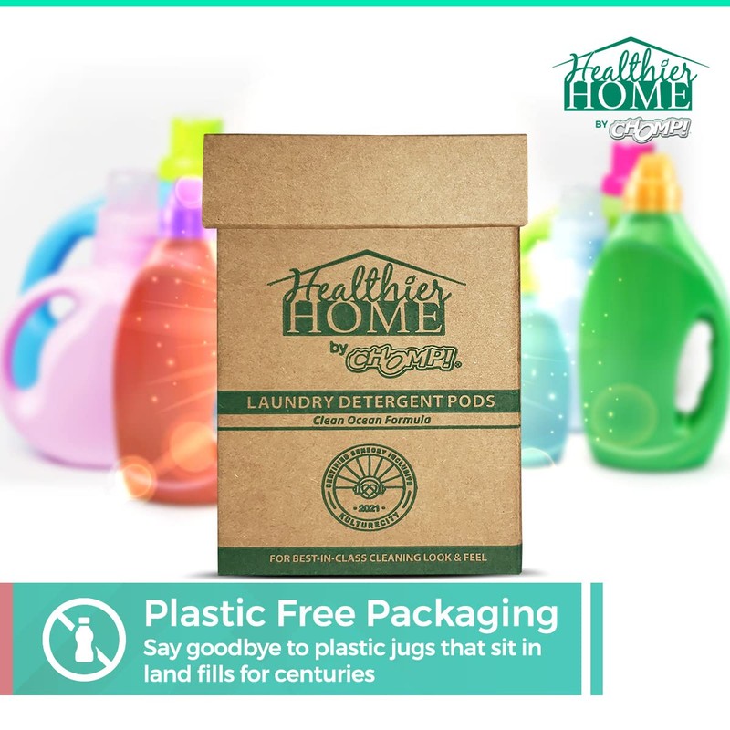 CHOMP! Zero Waste Laundry Detergent Pacs: Lemongrass Scented, High-Efficiency (HE)