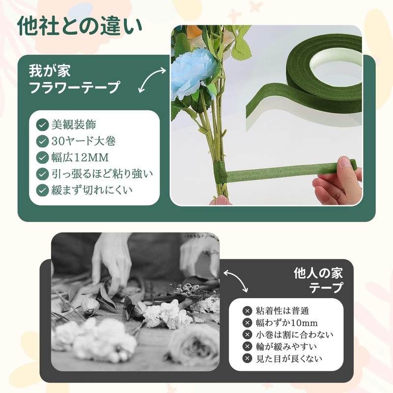 Floral Tape 2 Rolls Set Artificial Flower Tape Brown Flower