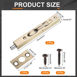 uxcell 2Pcs Door Bolts Latch 6 Inch, Stainless Steel Security Door Guard Lever Action Flush Slide Lock for Inactive Leaf, Double Dummy Door, Bronze