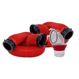 Valterra EZ Coupler 20-Foot RV Sewer Hose Kit for RV Camper, Includes 2 Attachable 10-Foot Hoses with Rotating Fittings and 90 Degree Clearview Sewer Adapter