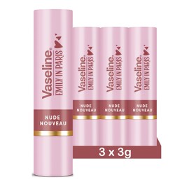 Vaseline x Emily in Paris Nude Nouveau Moisturising Lip Balm Stick Limited Edition Pack of 3 Nude Nouveau