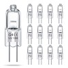 G4 Bulb 12 Pack Crystal Clear Halogen Light Bulb 2 Pin 12V 10W JC T3 Bi-Pin G4 Base Dimmable 2700K Warm White 2 Prong Light Bulb for Under Cabinet Puck Light, Chandeliers, Landscape Lighting