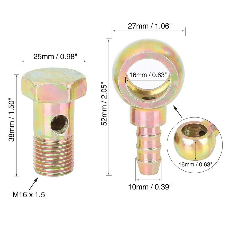 X AUTOHAUX Hollow Screw Hose Bolt 16 mm Accessory for