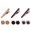 Avaner Men's Tie Clip Cufflinks: 3 Pcs Wooden Metal Tie