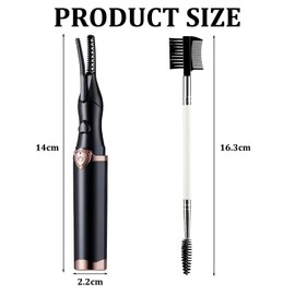 Heated Lash Curler,Portable Electric Eyelash Curler Heated Mini Heated Eyelash Curlers UK USB Direct Charging 3 Temperature Adjustments Eyelash Curler Suitable for Women with Brush(Black)