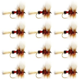 The Fly Fishing Place Royal Wulff Classic Trout Dry Fly Fishing Flies - Set of 12 Flies Size 18 - One Dozen