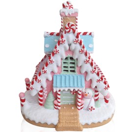 TIN Dreams Christmas Gingerbread House with LED Light Candy Little House Christmas Decoration for Miniature Village Decorative Gingerbread House for Christmas Villages