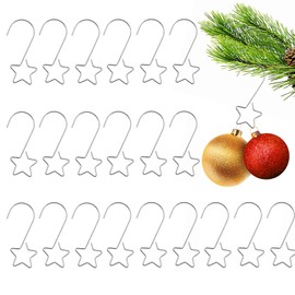 Pack of 60 Bauble Hangers for Christmas Baubles, Hangers for Christmas Baubles, Small Christmas Tree Hooks, Silver, Metal Star S Hooks for Decorative Pendants and Christmas Tree Decorations