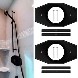Tandefio 2 Set One Hole Remodel Plate Compatible with Moen Renovation Shower Cover Plate Compatible with Delta Tub Valve for 2 Handle or 3 Handle Shower Updates, Matte Black