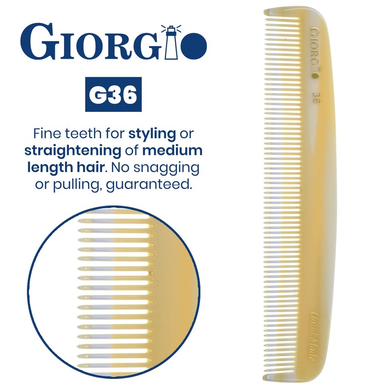 Giorgio G36 Handmade All Fine Tooth Pocket Comb for Men,