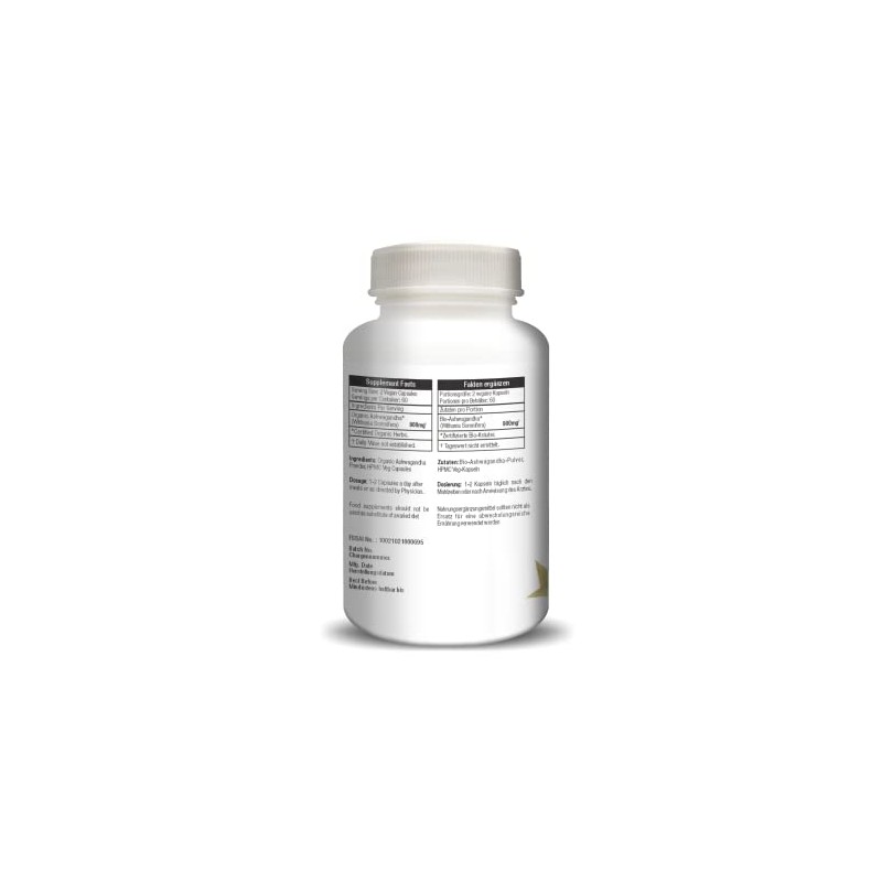 H&C Ashwagandha Capsules (Withania Somnifera) - 900mg per Serving, 120