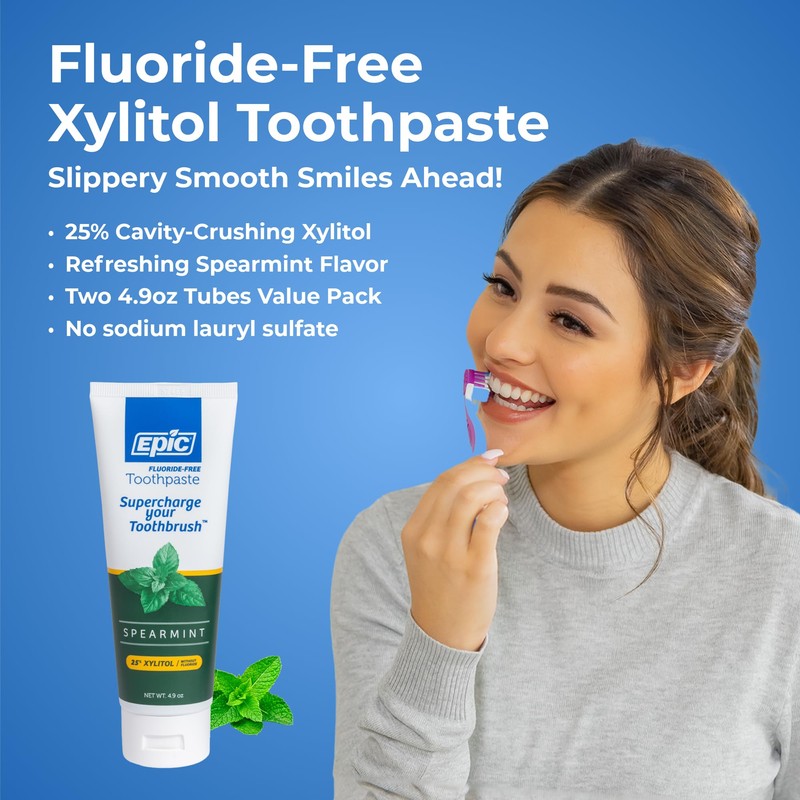 Epic Xylitol Toothpaste for Adults - Fluoride-Free Toothpaste with 25%