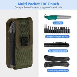 KENOBEE Multitool Sheath EDC Pouch, Multi-Purpose Belt Clip Tool Holder Bag, Utility Tactical Waist Pack Camping Hiking Pocket Organizer Case, Bag Only