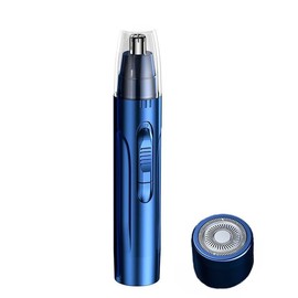 JESWO Recortadora de Nariz Eléctrico, 2 en 1 Rasuradora Nariz Hombre, Rasuradora de Nariz/Barba Hombre, Depiladora de Nariz Hombre Eléctrica Recargable por USB Con Cabezal de Afeitado para Hombres y Mujeres (Azul)